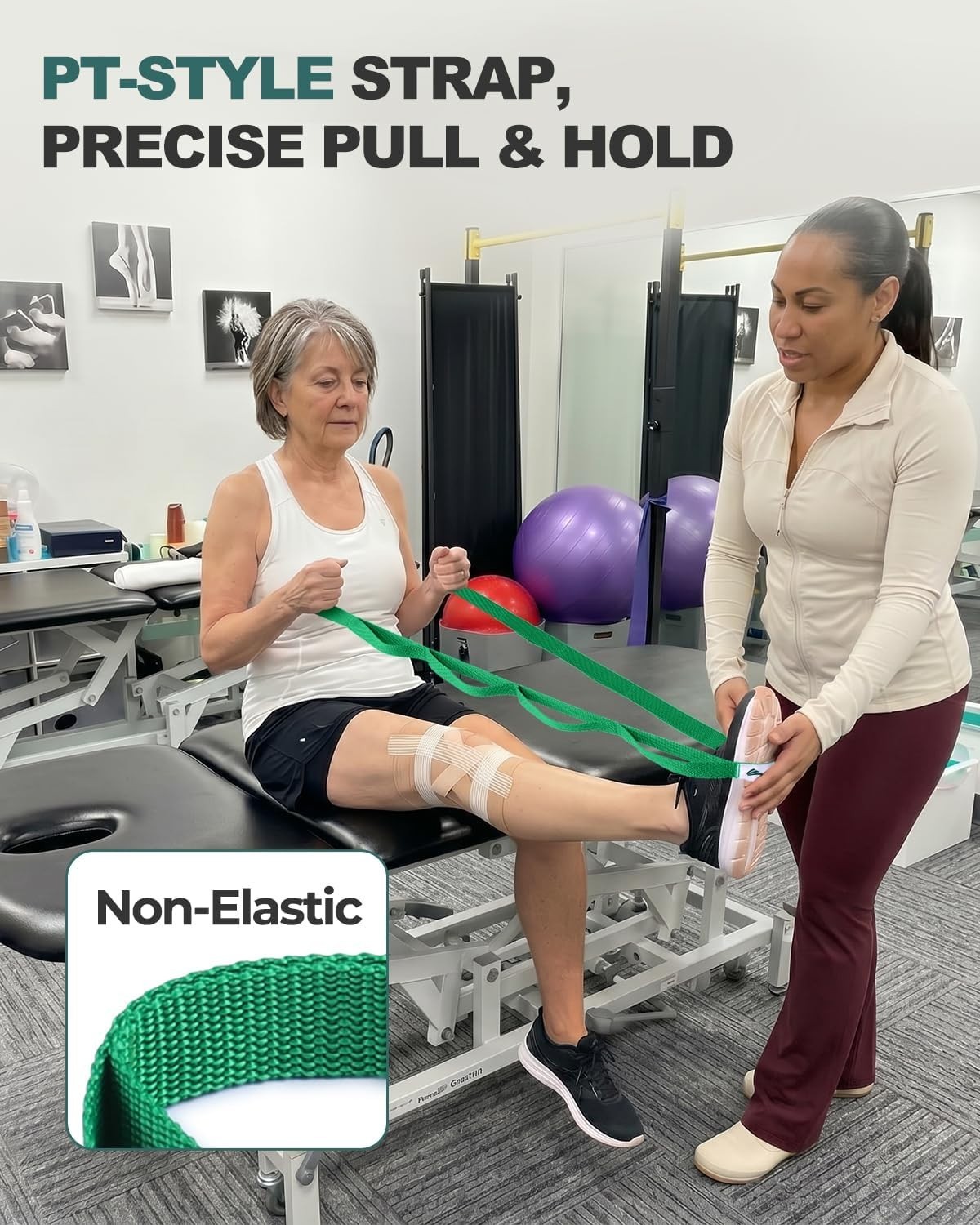 Quality Light Green Stretching Strap for Enhanced Flexibility & Safety