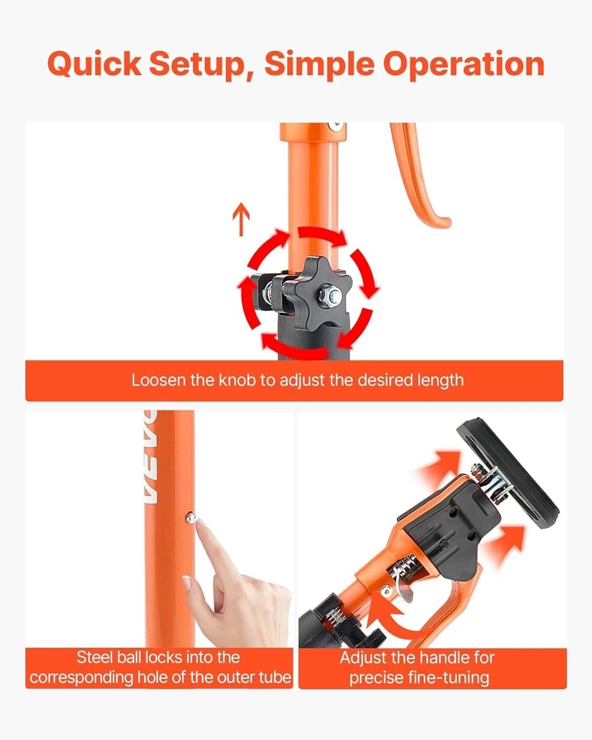 Versatile 2-Pack Cabinet Jack Poles, 25.4-45.3 Inch, Easy Setup for DIY Projects