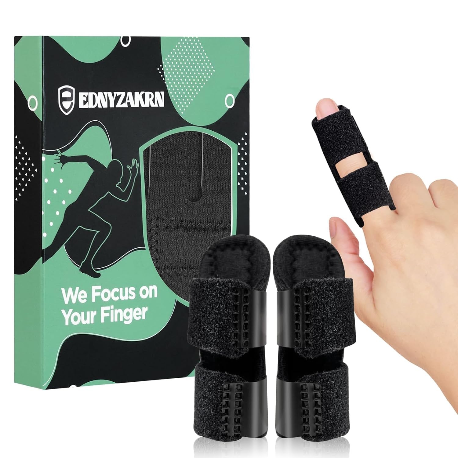 2 Pc Trigger Finger Splints Brace Straightening Arthritis Support Black