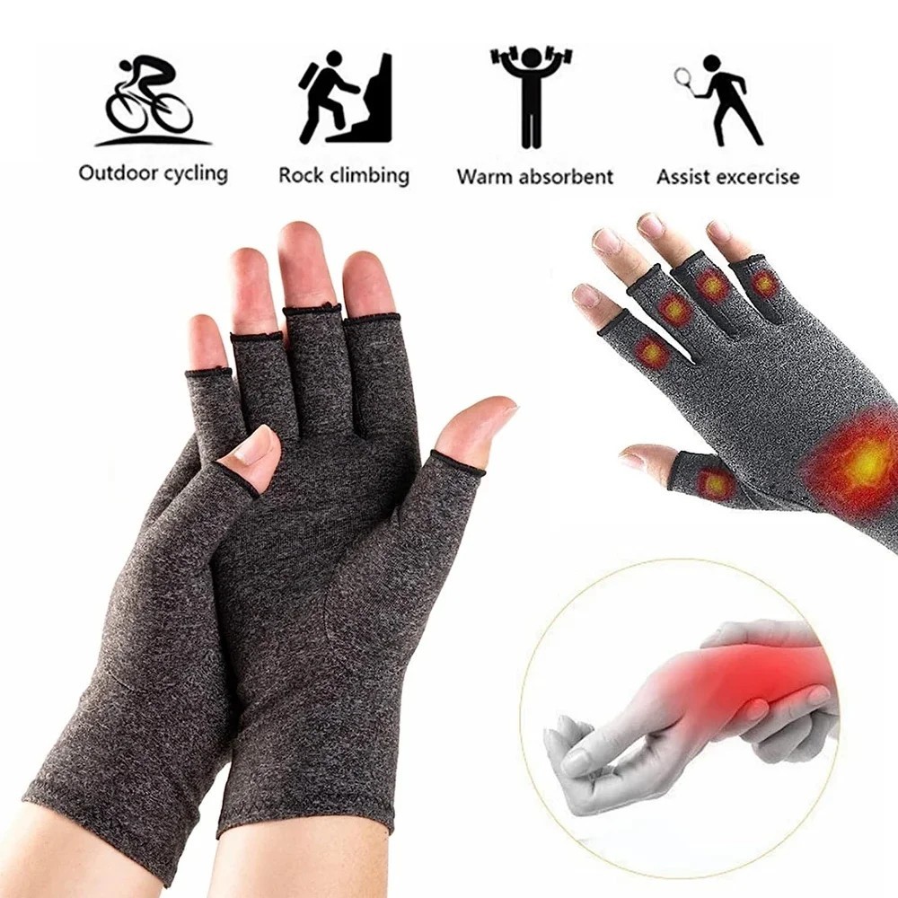 Arthritis Compression Gloves Fingerless Hand Support for Carpal Tunnel Pain Reli
