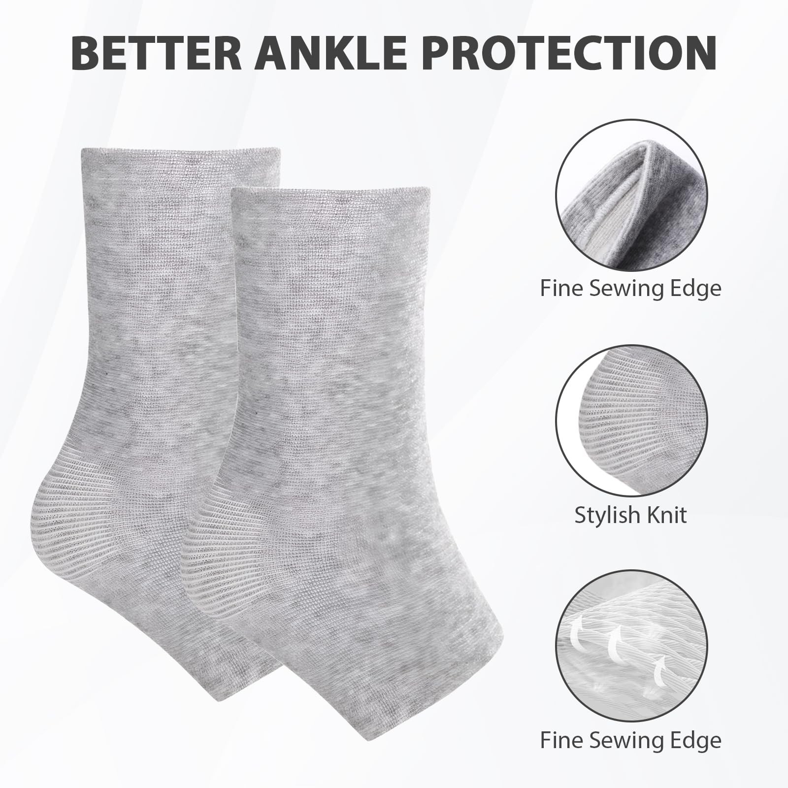 2 Pairs Bamboo Compression Socks, Soft Bamboo Foot Ankle Sleeves, Suitable fo…