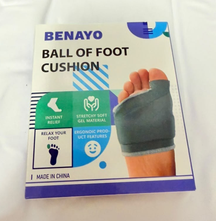 BENAYO Foot Cushion Gel Ball of Foot Pad, Stretchy, Gray, One Size