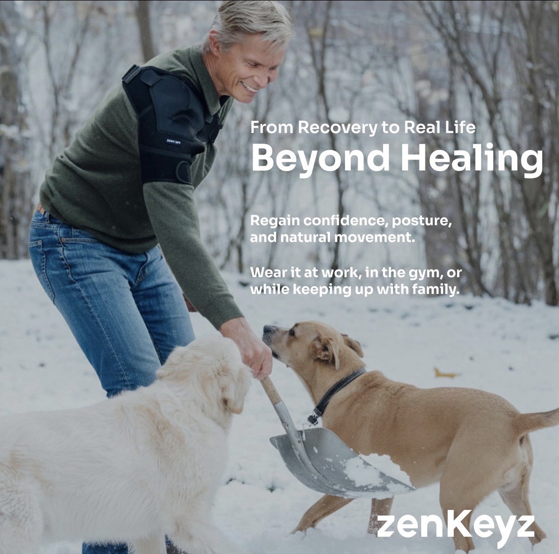 zenKeyz Neoprene Shoulder Brace 3XL Black Adjustable Hot & Cold Therapy Pocket
