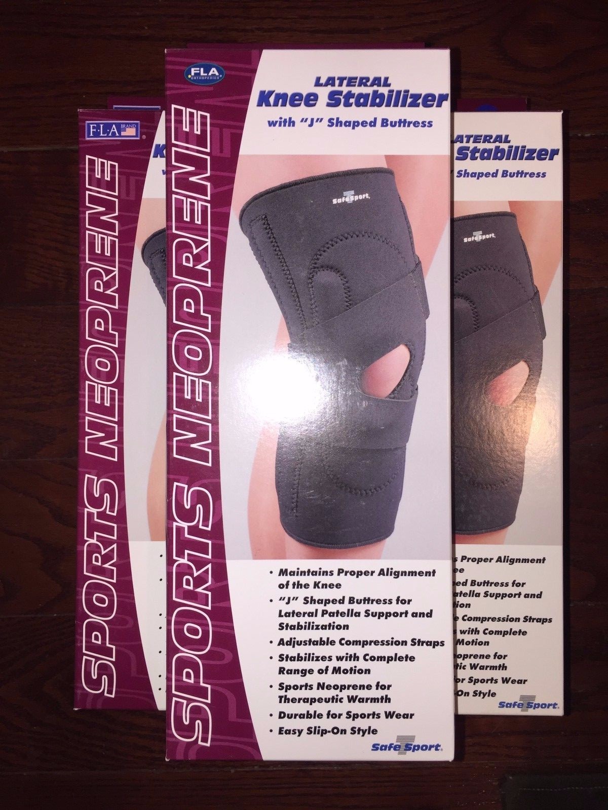 New FLA Sports Neoprene Lateral Knee Staballizer J Shaped Buttress