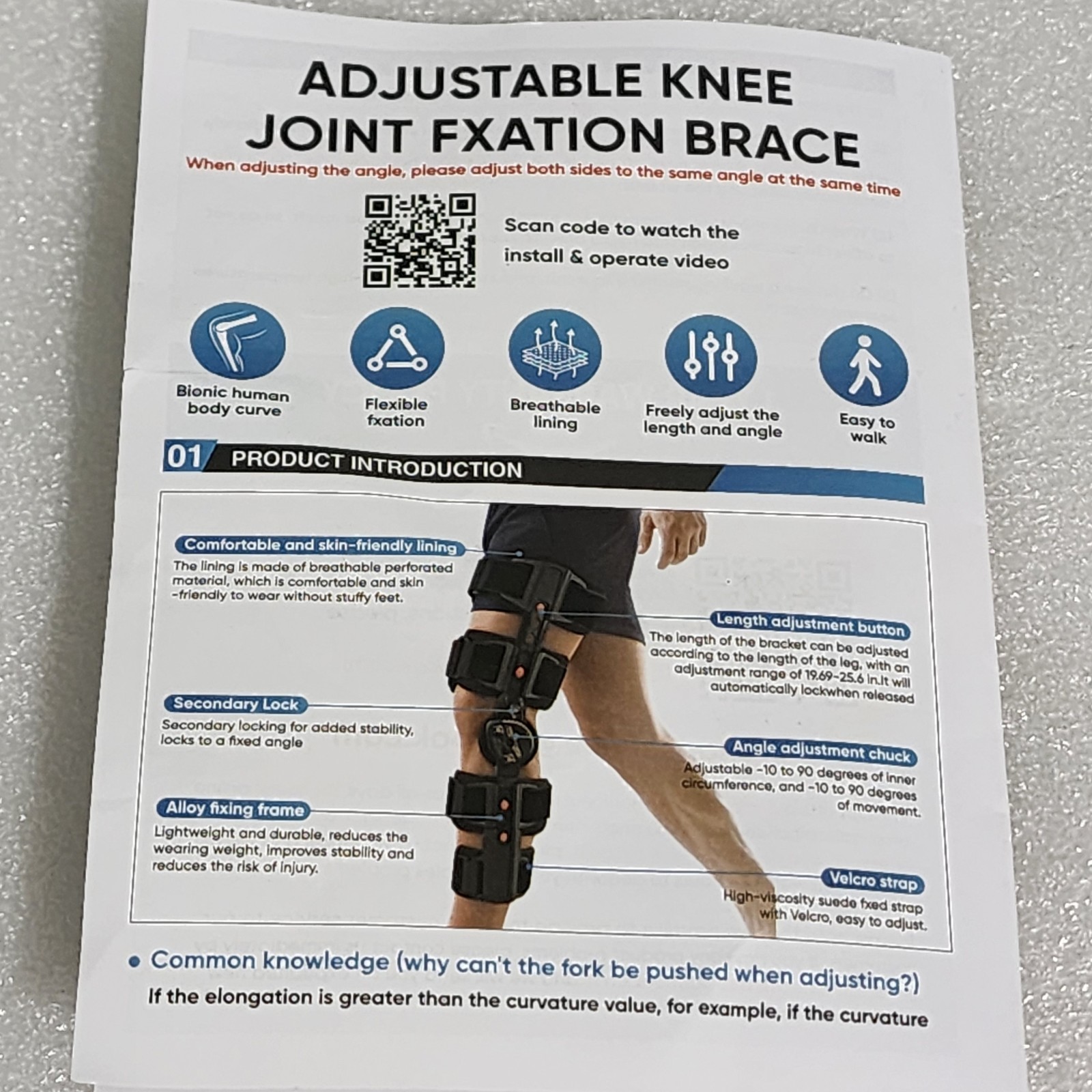 Adjustable Hinged Knee Brace Joint Fixation Support ACL MCL Post-Op Rehab