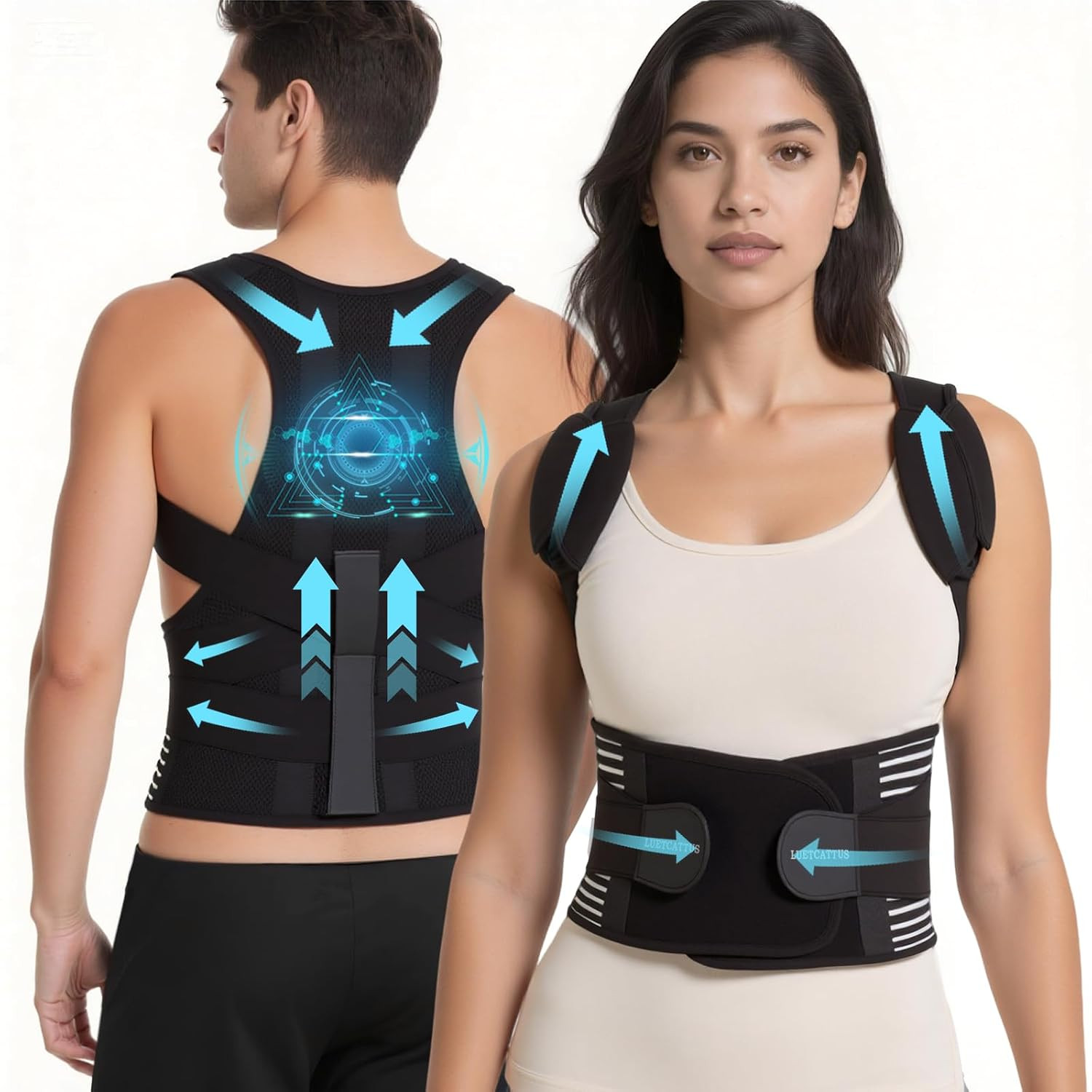 Back Brace Posture Corrector for Men Women Adjustable Shoulder Support Large