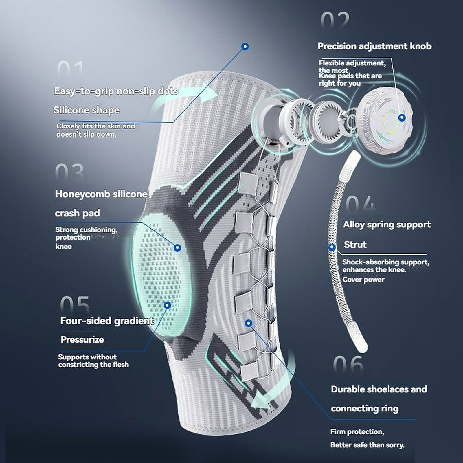 Smart Knob-Type Knee Brace Spring Support Patella Stabilizer Compression Sleeves