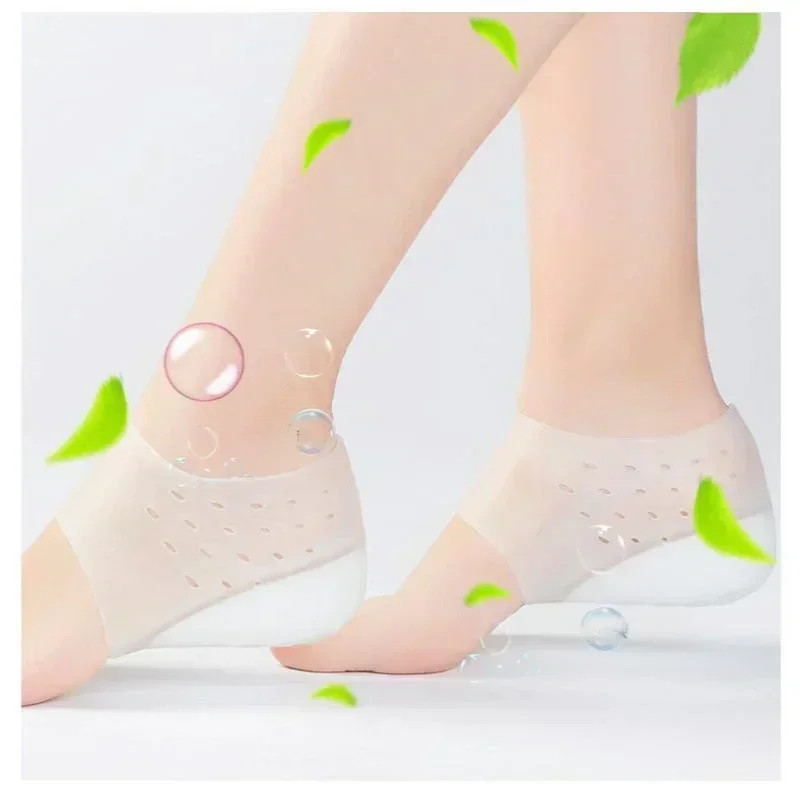Invisible Height Increase Silicone Socks Gel Heel Pads Orthopedic Arch Support H