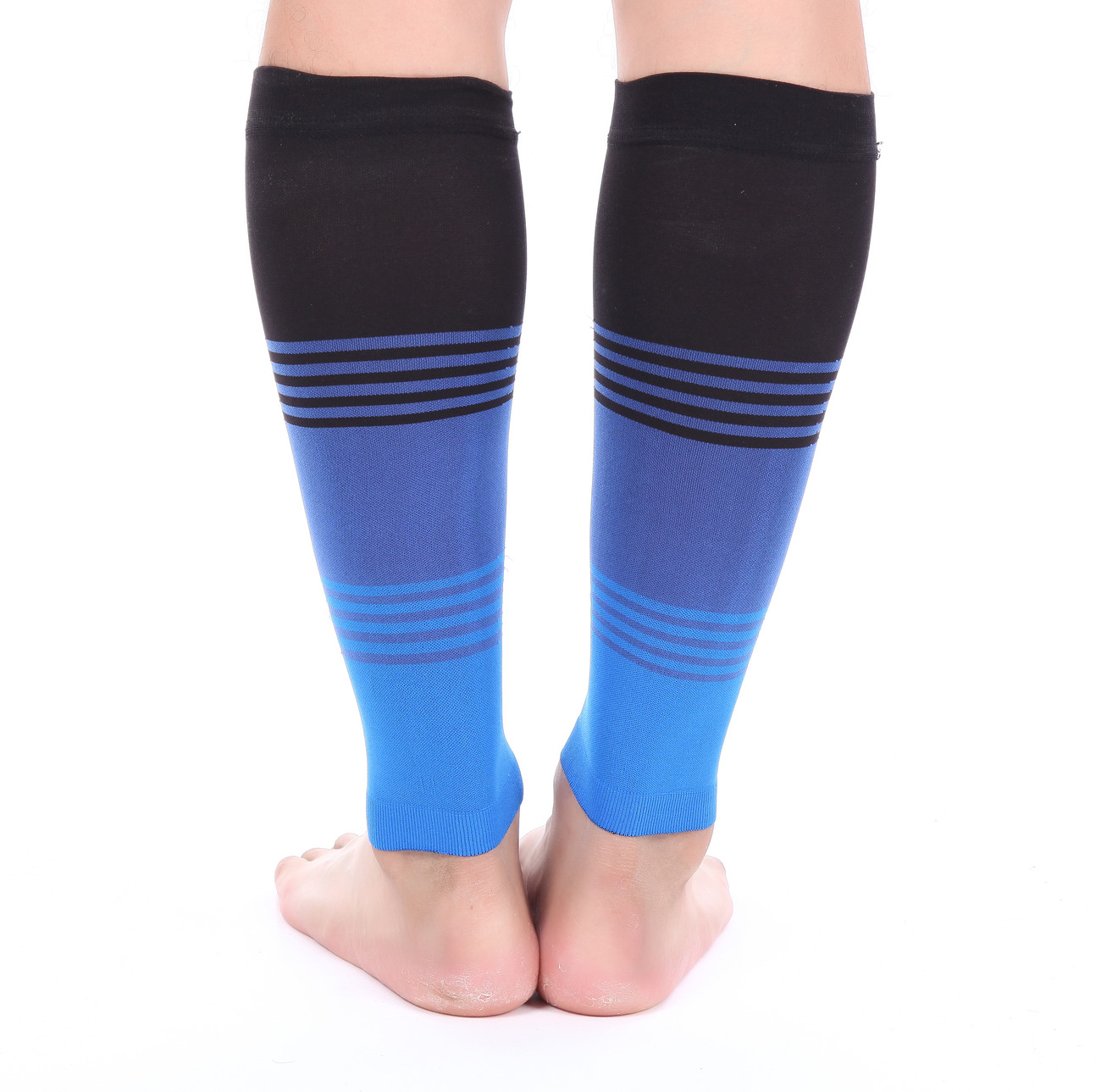 Doc Miller Calf Compression Sleeve 1 Pair 20-30mmHg Varicose Veins BLK/BLUE/BLUE
