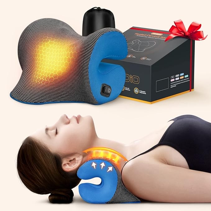 FARMEDIO Famedio 3s Heated Neck Stretcher for Pain Relief, Magnetic – Blue