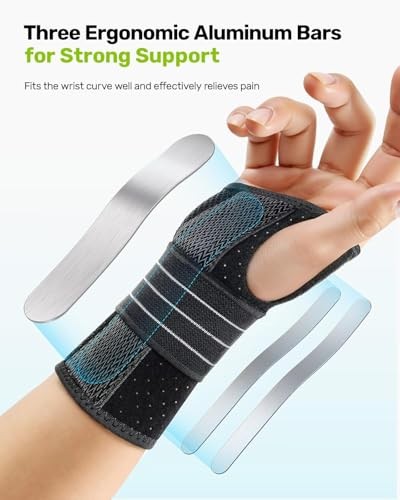 2 Pack Carpal Tunnel Wrist Braces, Adjustable Night Wrist Support with 3 L Gray