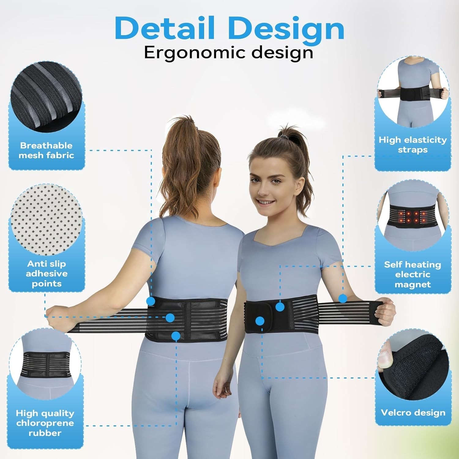 Magnetic Lumbar Support Belt with Self-Heating for Sciatica Pain Relief – Small