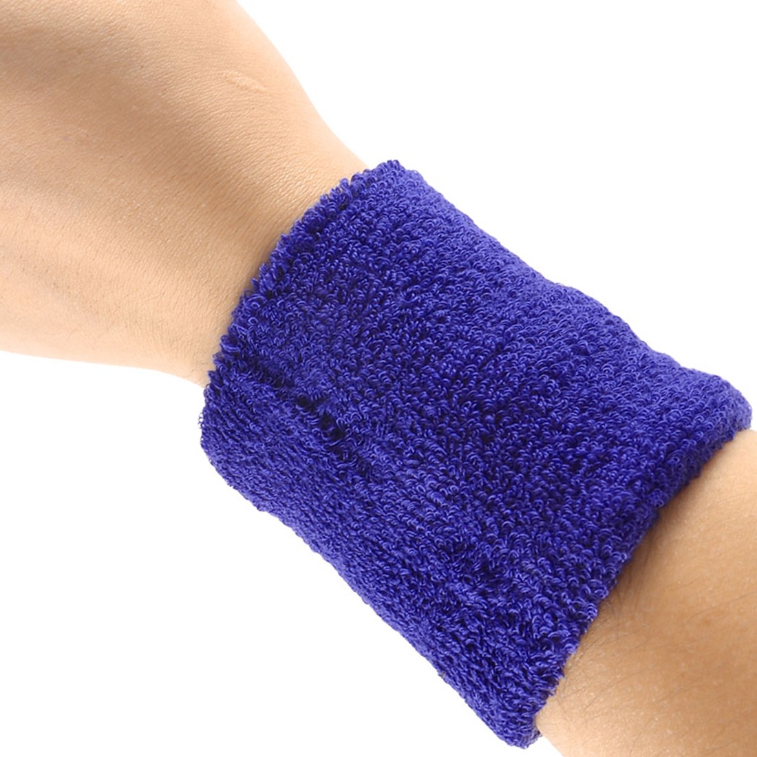 Blue Terrycloth Elastic Band Sports Gym Stadium Protective Wristband