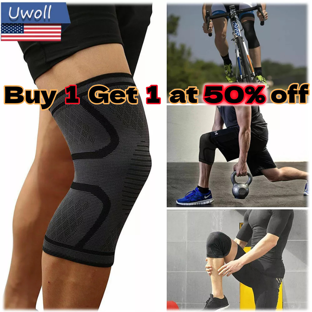 Knee Sleeve Compression Brace Supports For Sport Gym Joint Pain Arthritis US