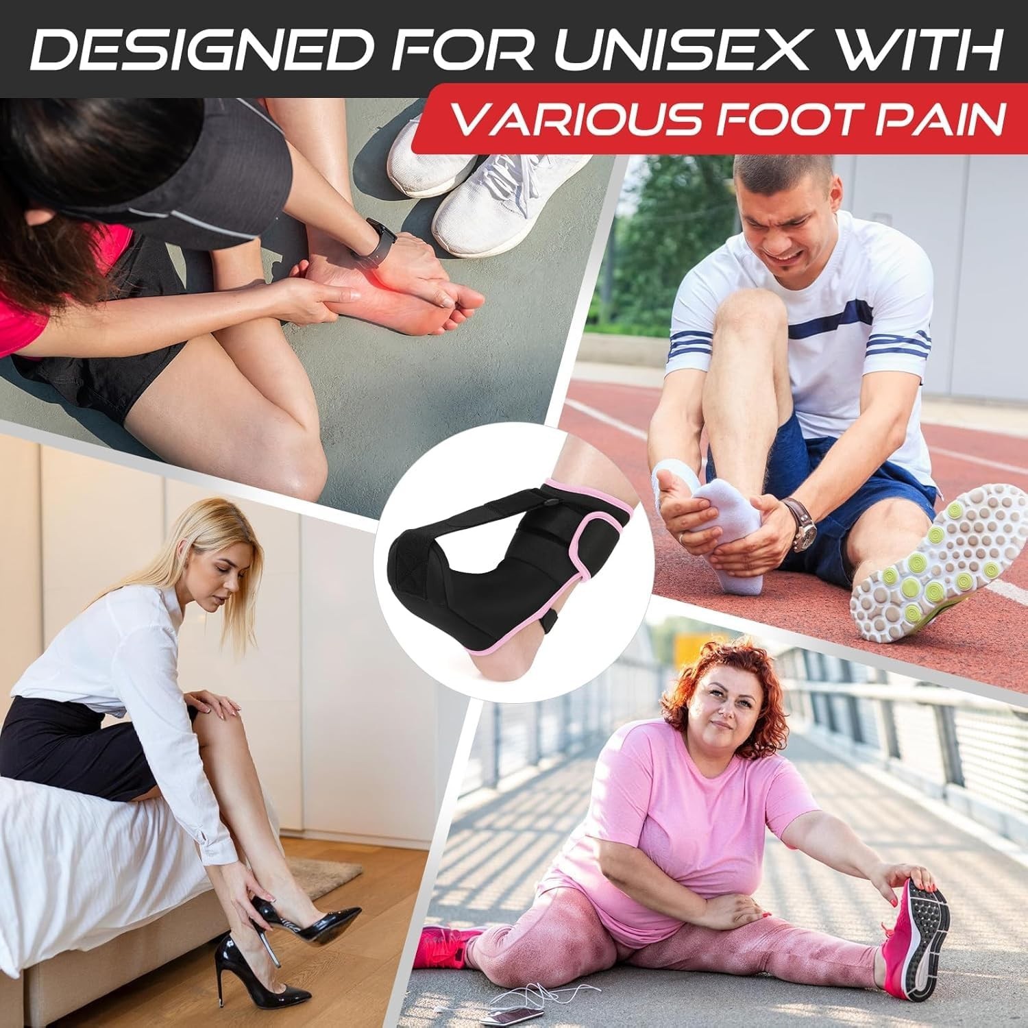 Plantar Fasciitis Night Splint Sock – Black Pink Small, Ultimate Comfort Relief