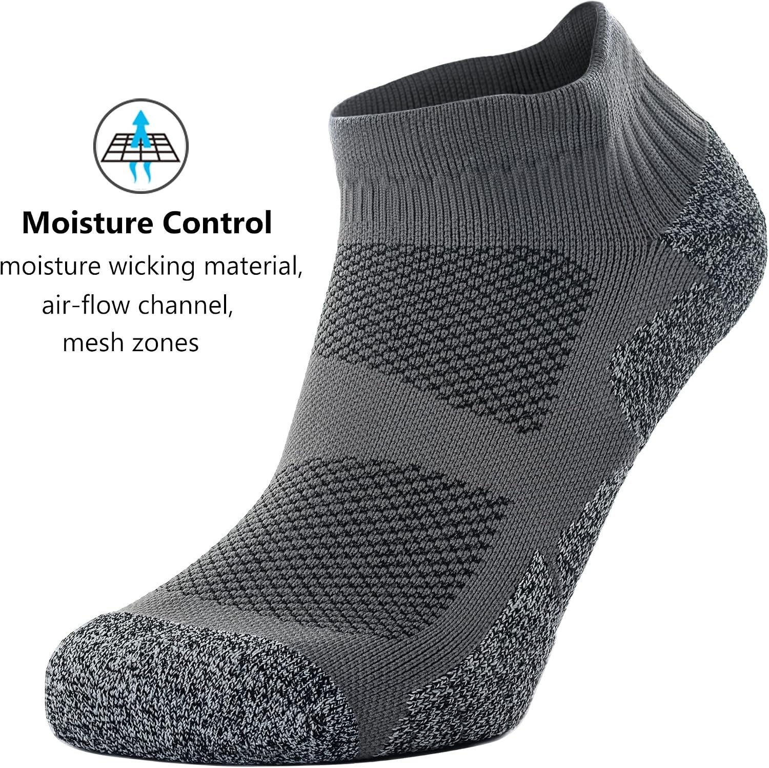 Moisture-Wicking No-Show Compression Athletic Socks for Active Lifestyle 3-Pack