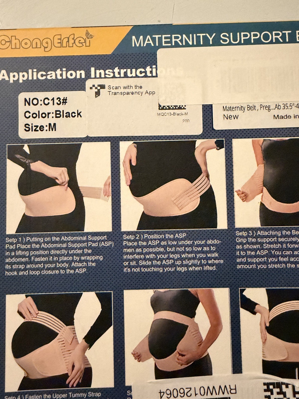 Med BLACK Maternity Pregnancy Support Band Belt by ChongEffect Adjustable NIB