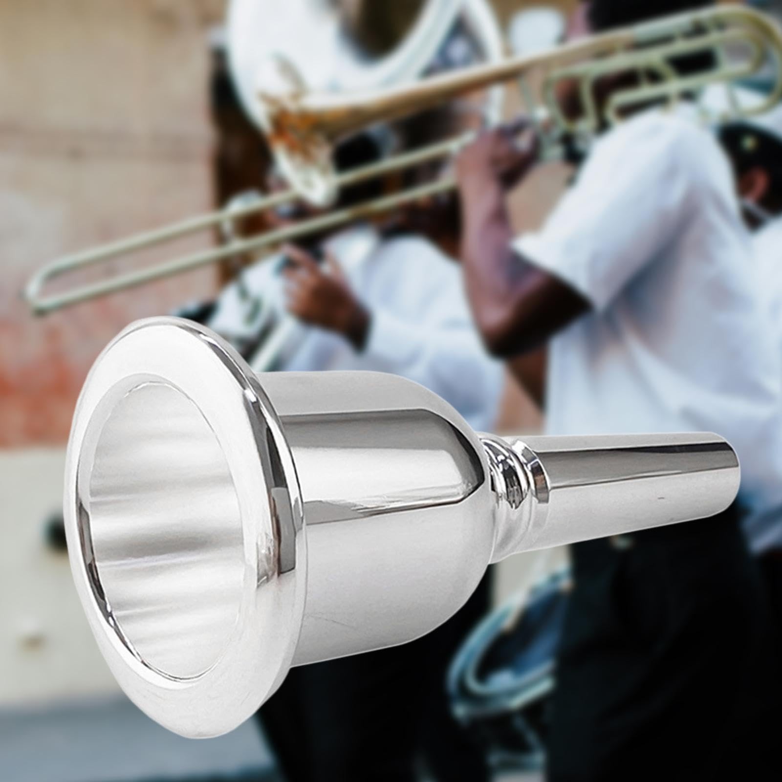 Silver Plated Tuba Mouthpiece for Beginners – Brass Large Mouthpiece with 1.7…