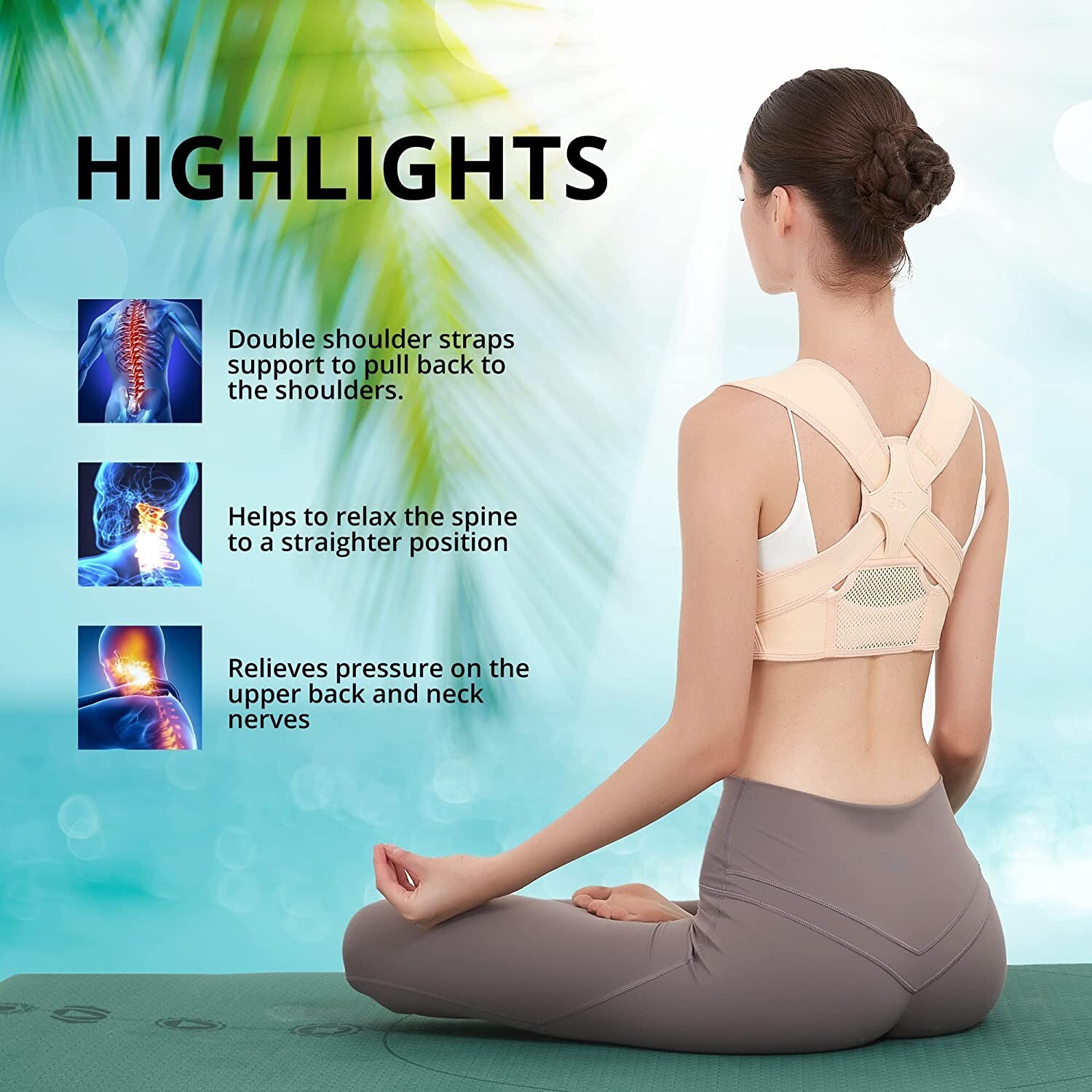 Adjustable Back Posture Corrector Back, Shoulder and Spine Pain Relief S/M