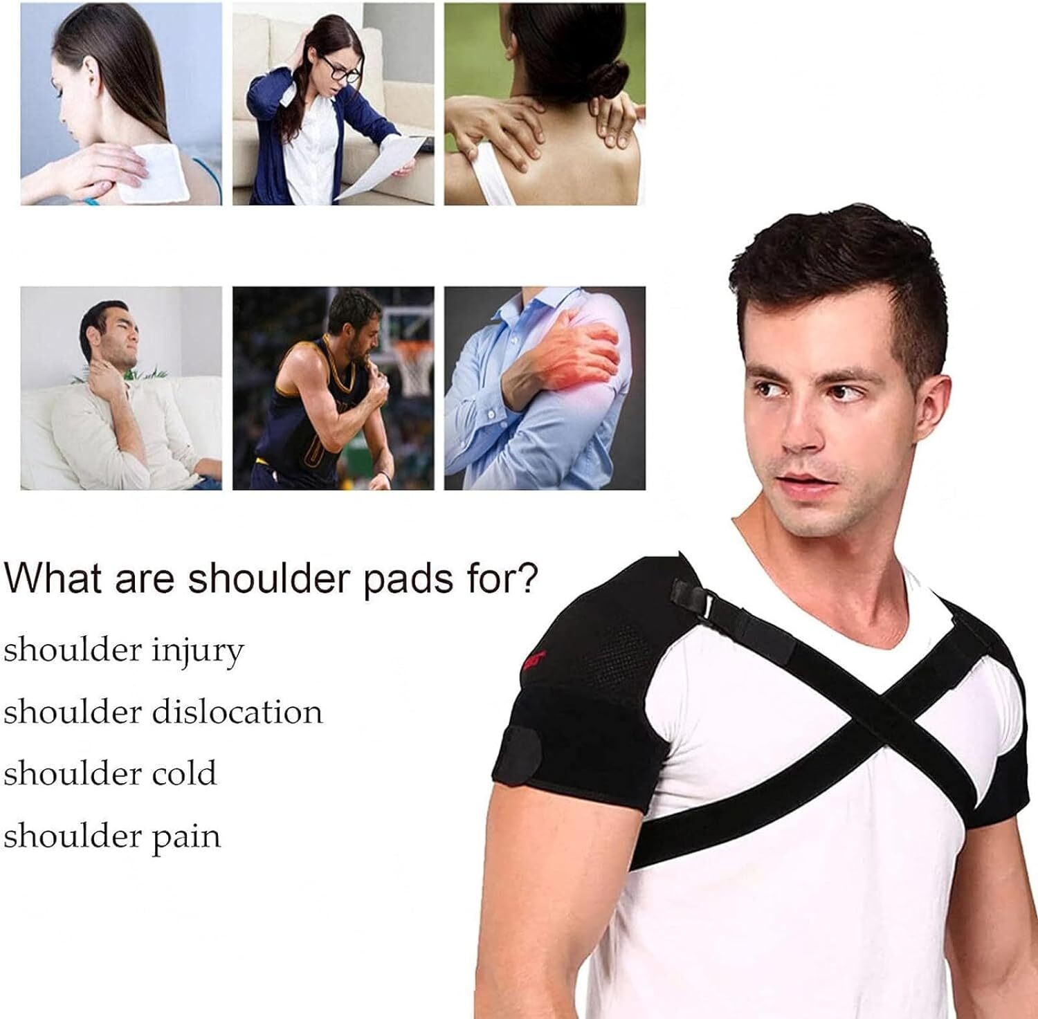 Double Shoulder Brace Torn Rotator Cuff Pain Relief Support Therapy Sleeve Belt