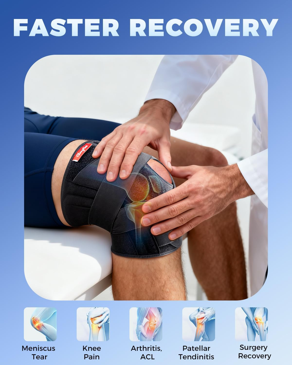 Medical-Grade Knee Brace for Women & Men,[Adjustable V-Straps & Anti-Slip] Knee
