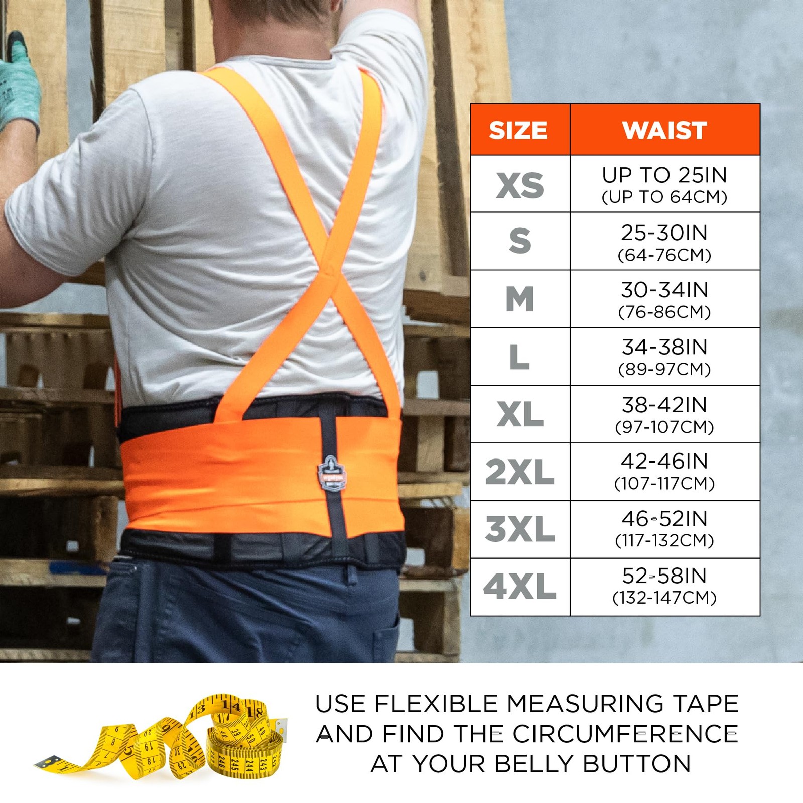 ProFlex 100HV High Visibility Back Support Brace Belt 8 Inch Spandex Straps