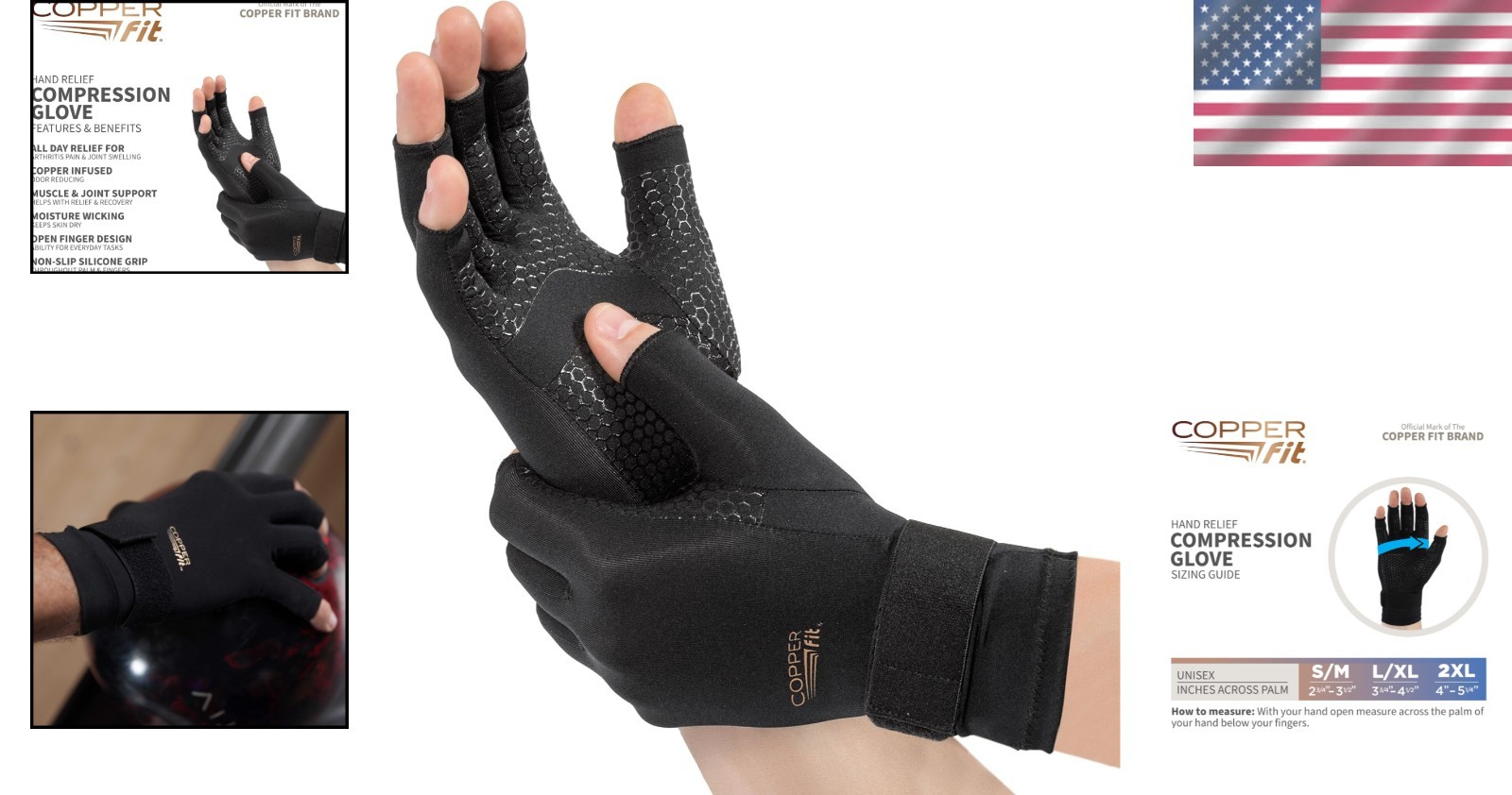 Open Finger Compression Gloves with Silicone Grip for Active Lifestyles – L/XL
