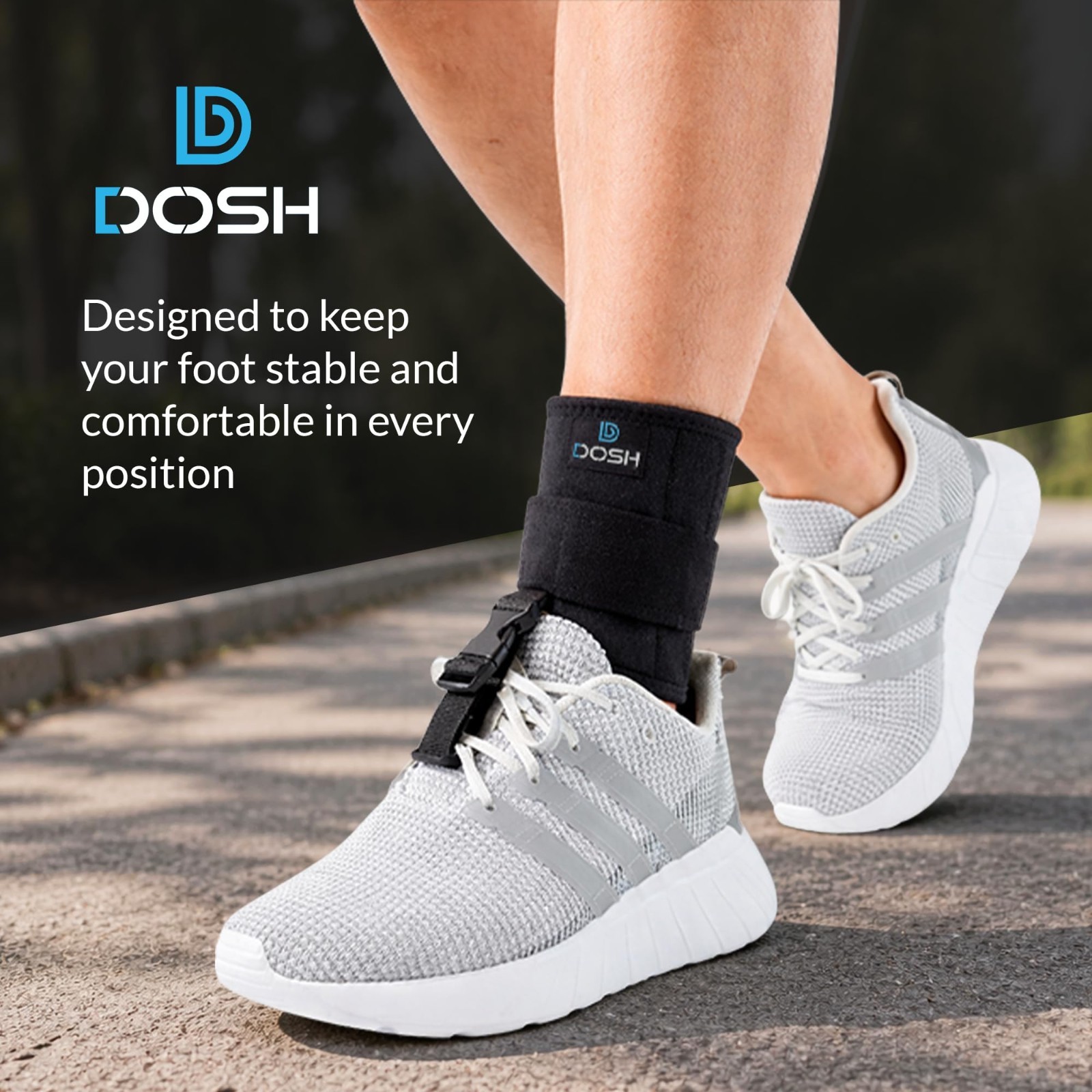 Foot Drop Brace for Walking – Adjustable AFO Ankle Support – Unisex, Black