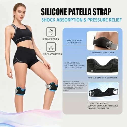 Adjustable Knee Strap 2-Pack for Pain Relief & Tendonitis Support – Non-Slip Fit