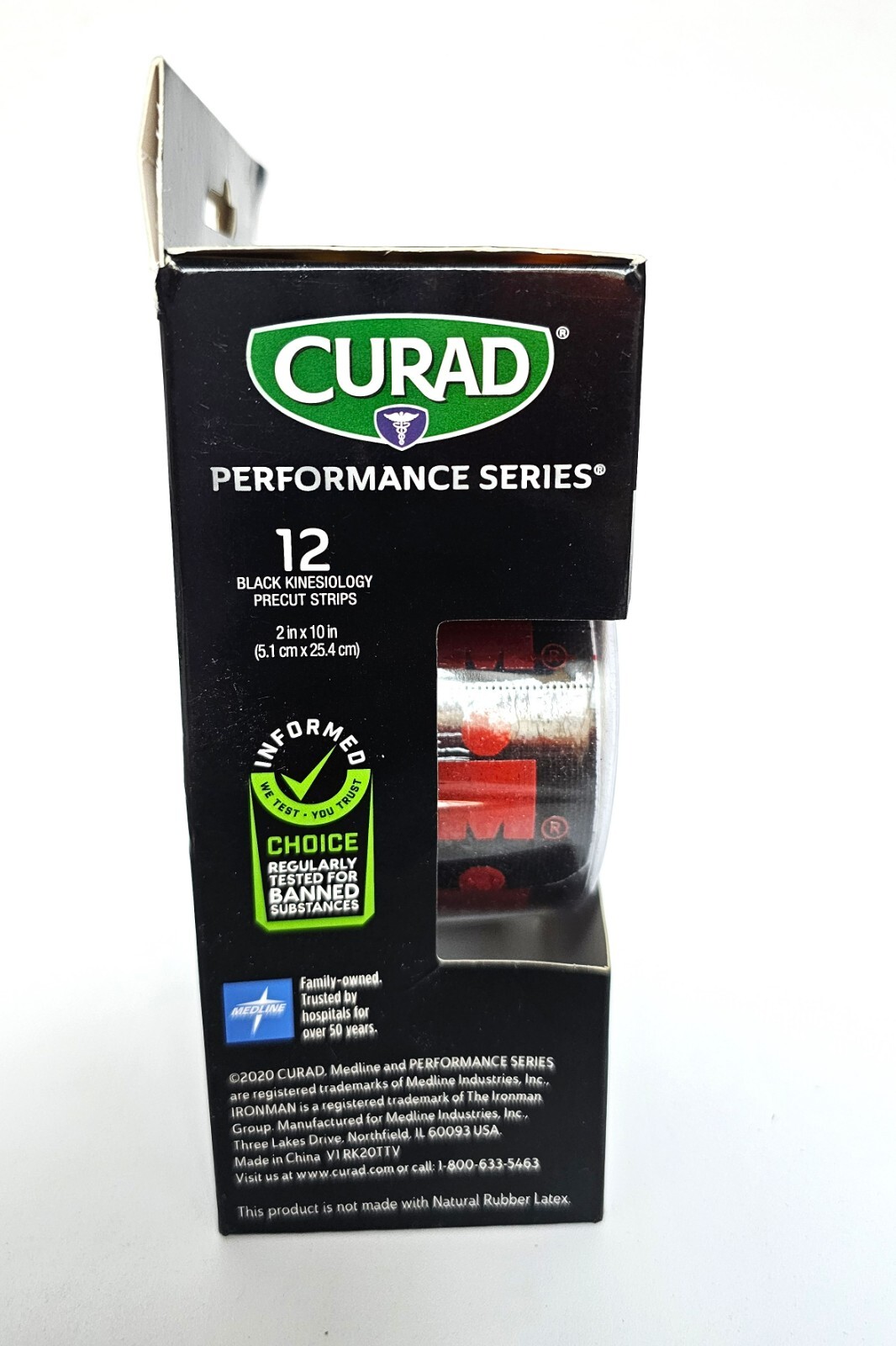 Curad Performance Series Ironman Far Infrared Kinesiology Tape, 12 strips (2×10)