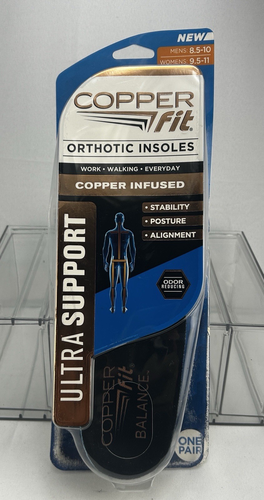 Copper Fit Balance Copper Infused Orthotic Insole, Medium – Black