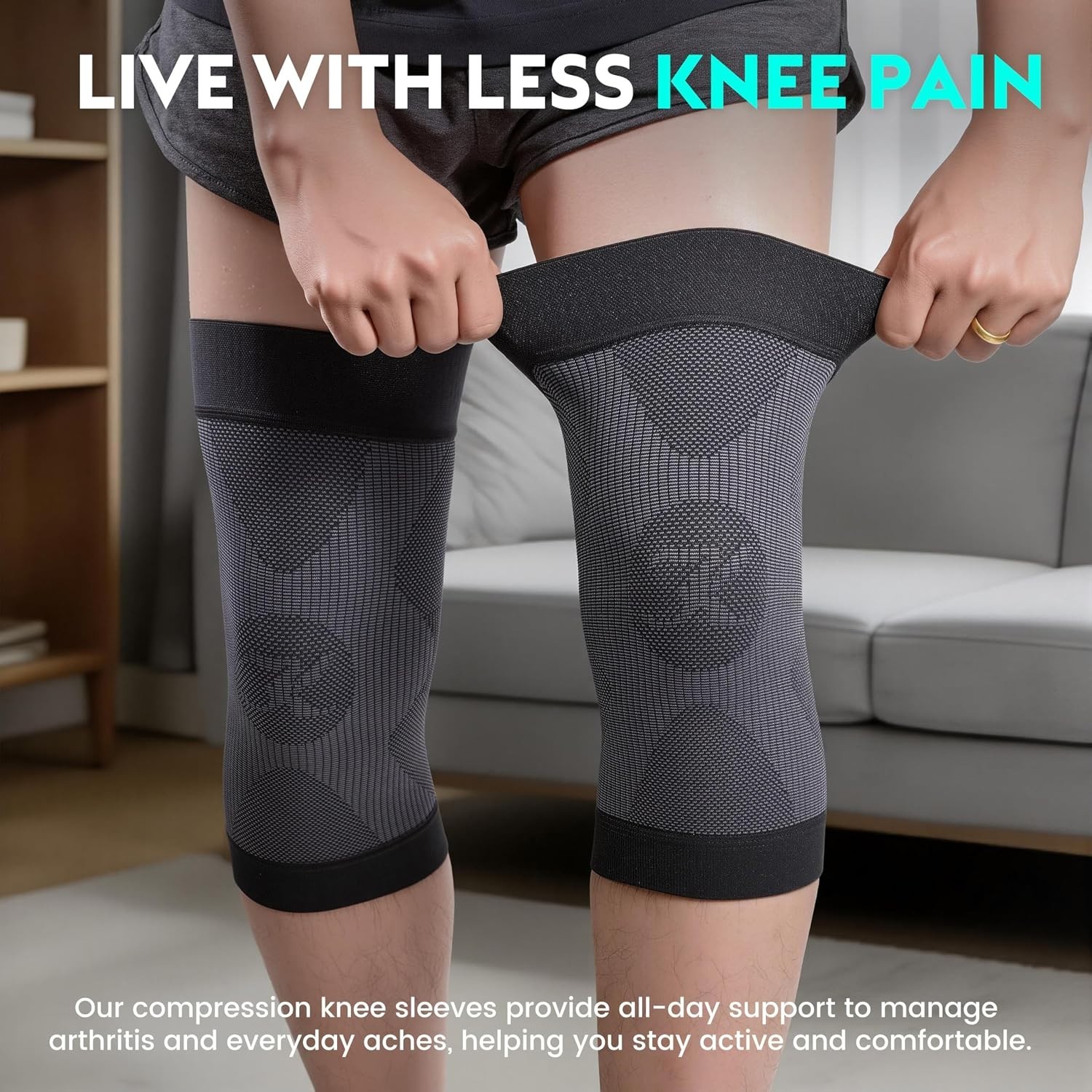 High-Quality Knee Compression Sleeves – 2 Pack | Relief for Arthritis & Swelling
