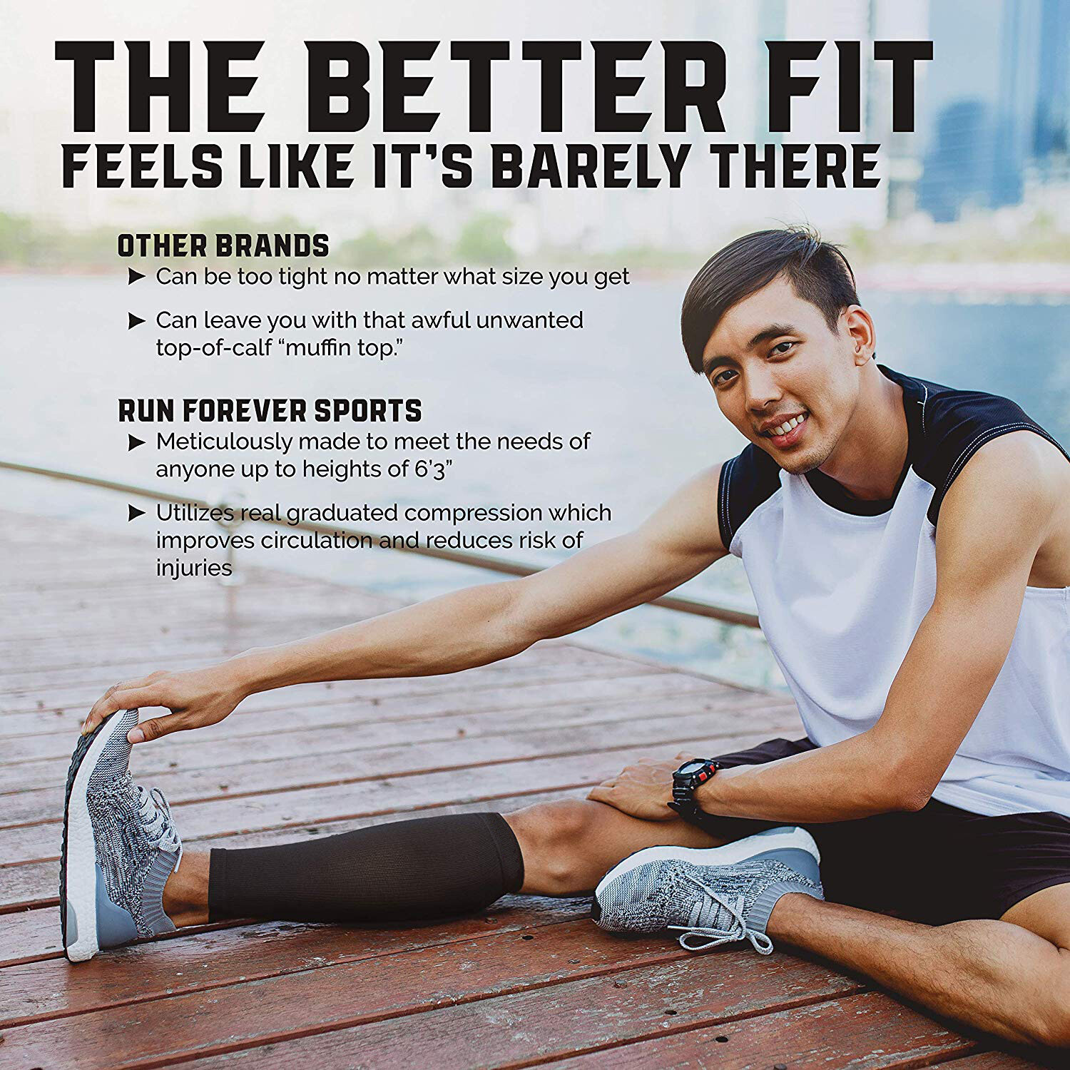 Pair Compression Socks Calf Sleeve Leg Support Brace 15-25mmHg Men Women Sports
