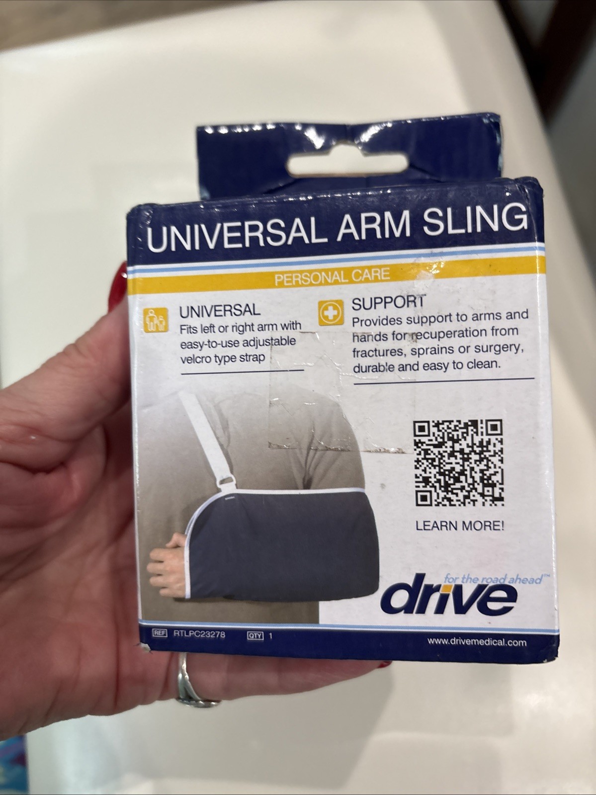 Arm Sling Universal DRIVE MEDICAL Shoulder Arm Support Adjustable Blue Fits L&R
