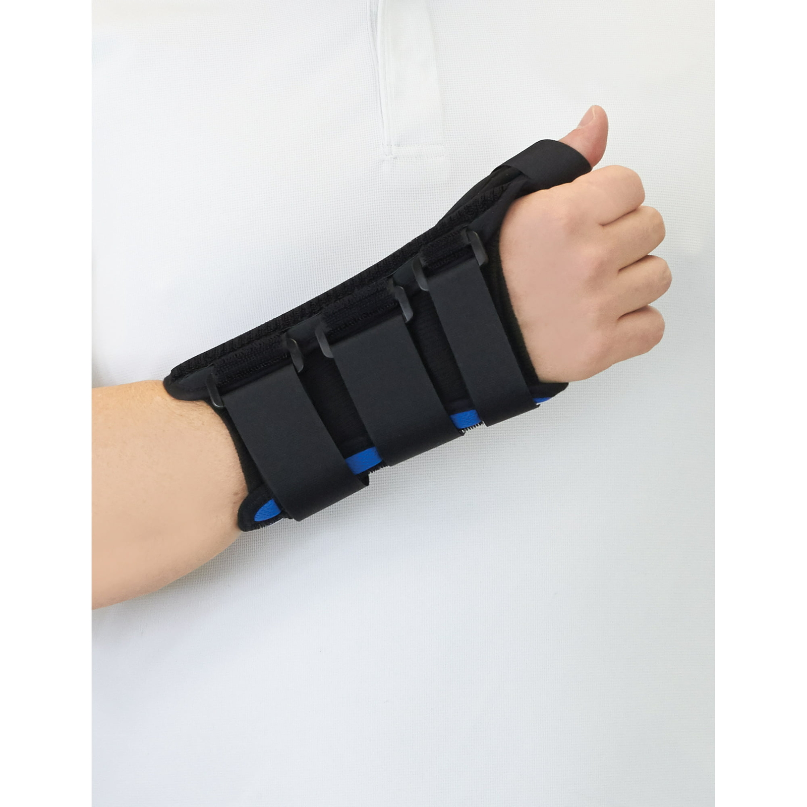 MEDI Protect. Universal Wrist Thumb Brace (Black/Blue) Right Hand X-Large