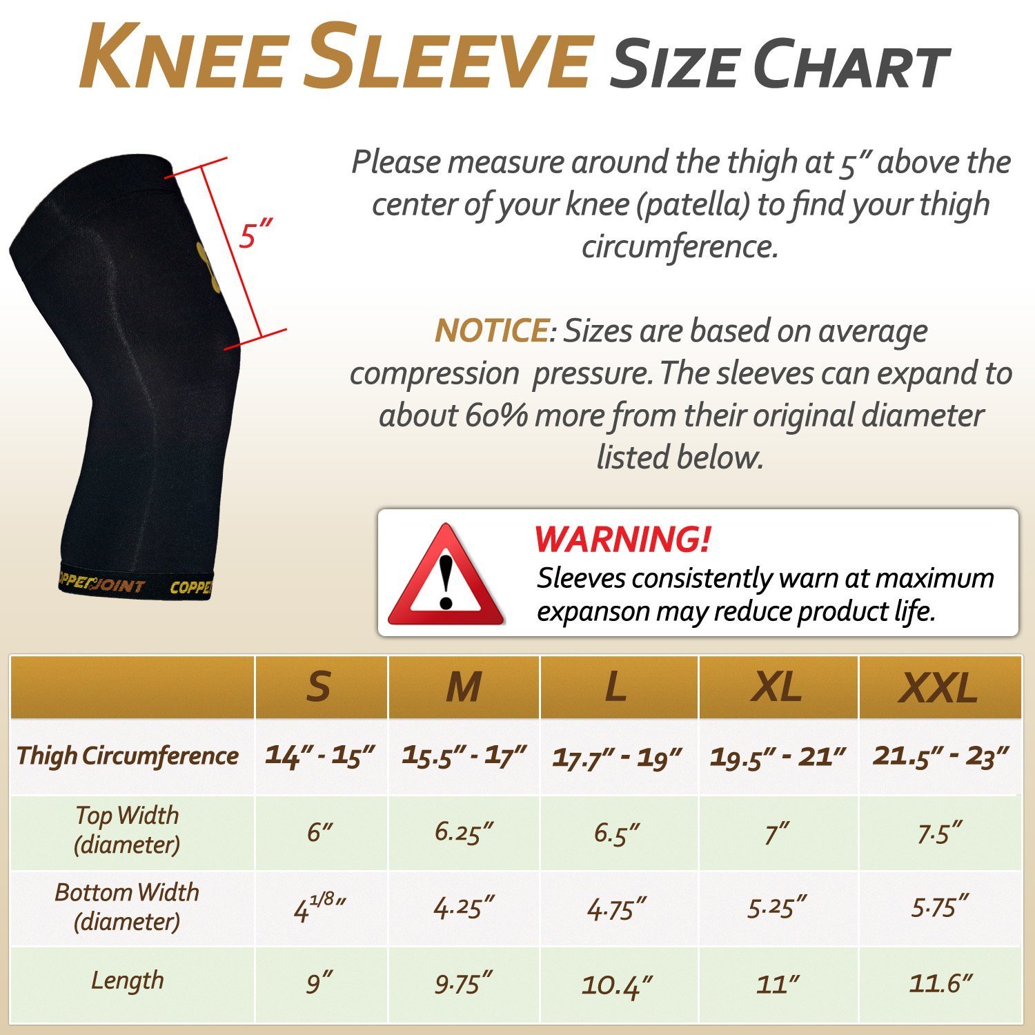 CopperJoint Copper Knee Sleeve, #1 Compression Fit Support Recovery Brace S-XXL