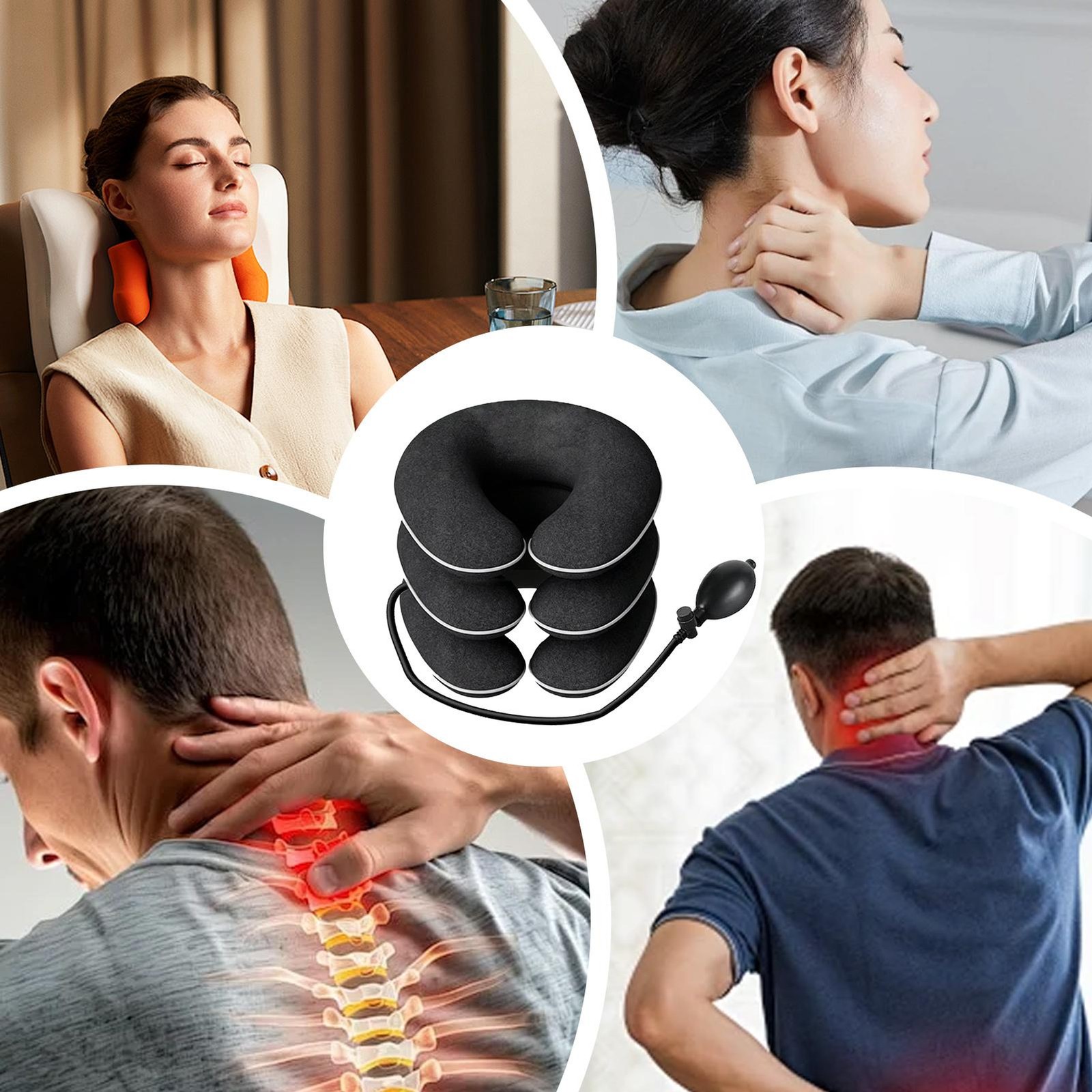 Adjustable Air Inflatable Cervical Collar Neck Brace Support Traction Device