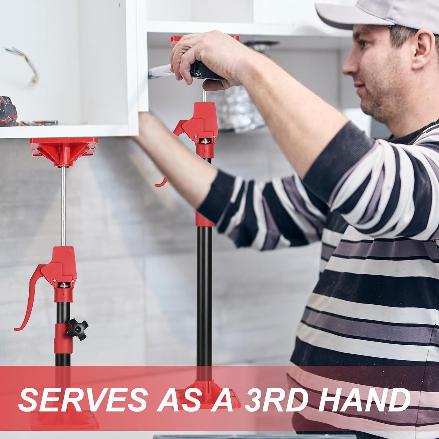 Adjustable Cabinet Jack Support Pole 19.7″-45.3″ – 2 Pack for Safe Installation