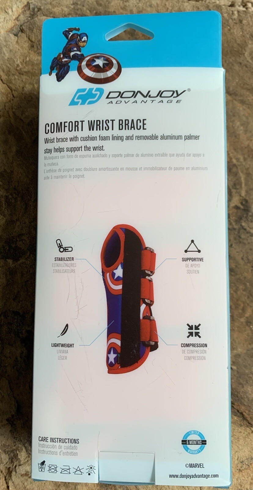 Marvel Captain American Wrist Brace. New. Donjoy Advantage Brand. Youth Left.