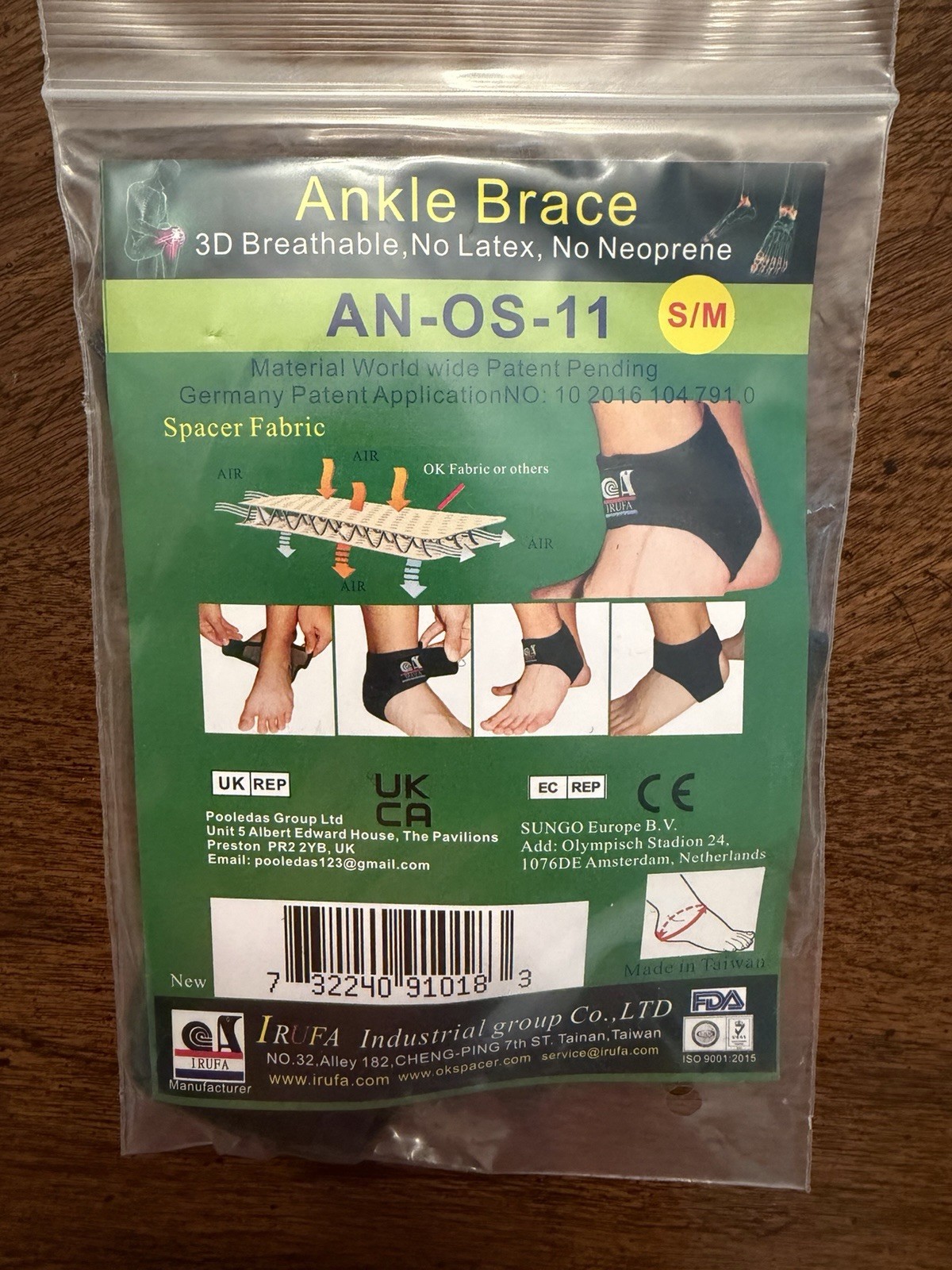 IRUFA Spacer Fabric Ankle Brace Achilles Tendon – AN-OS-11 – S/M