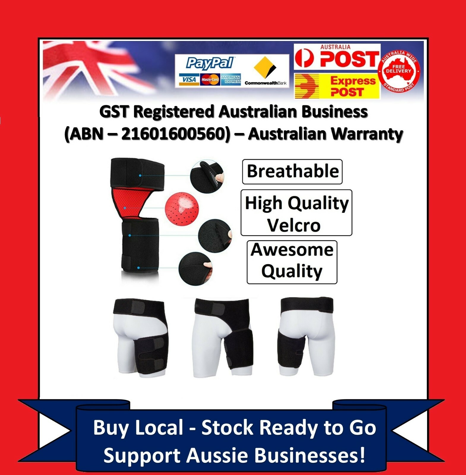 Groin Pain Relief Thigh Support Strain Brace Wrap Hip Compression Hamstring cy