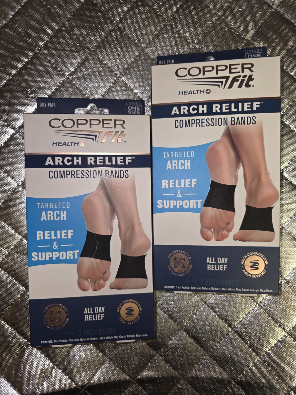 Copper Fit Copper Infused Arch Relief Compression Bands – One Size Lot Of 2
