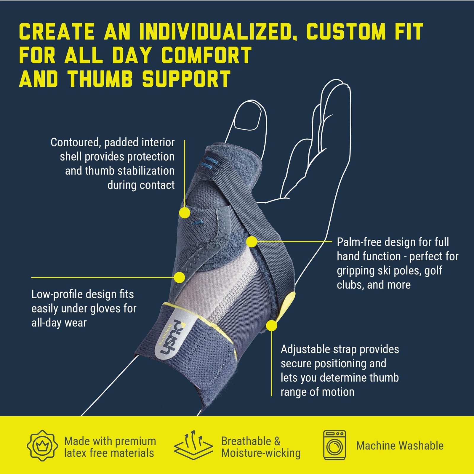 Push Sports Thumb Brace – Stabilizes Skiers Thumb, Optimizes Function Right M…