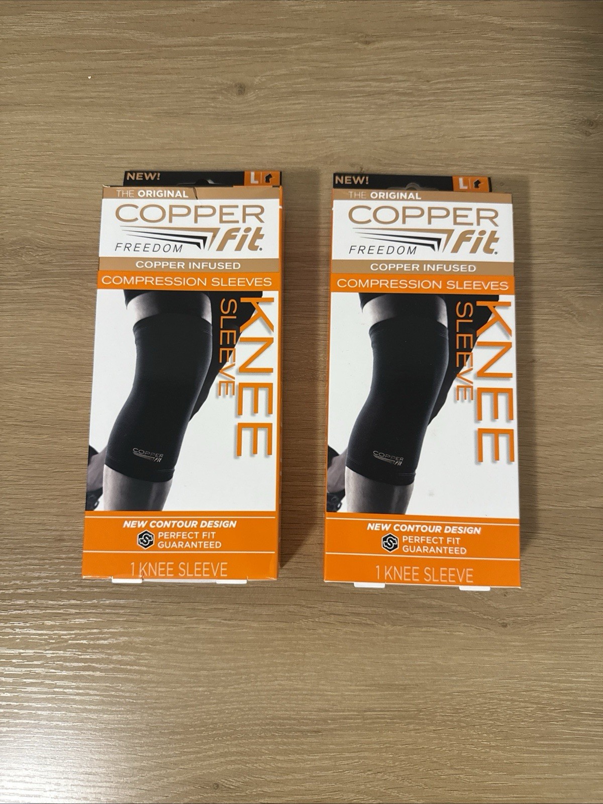 Copper Fit Freedom Knee Compression Sleeves L Copper Infused Black 2-Pack LARGE