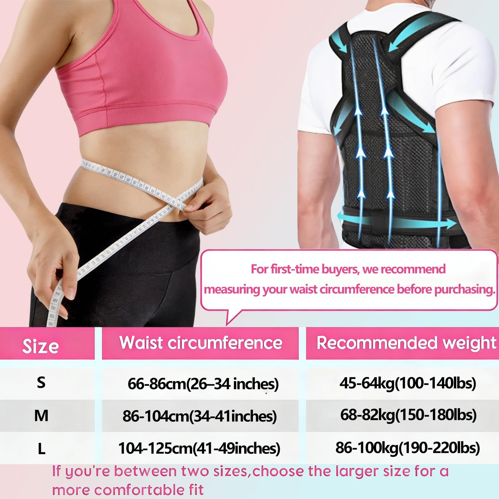 POYLKJGYT Back Brace Posture Corrector for Women and Men,Back Straightener M