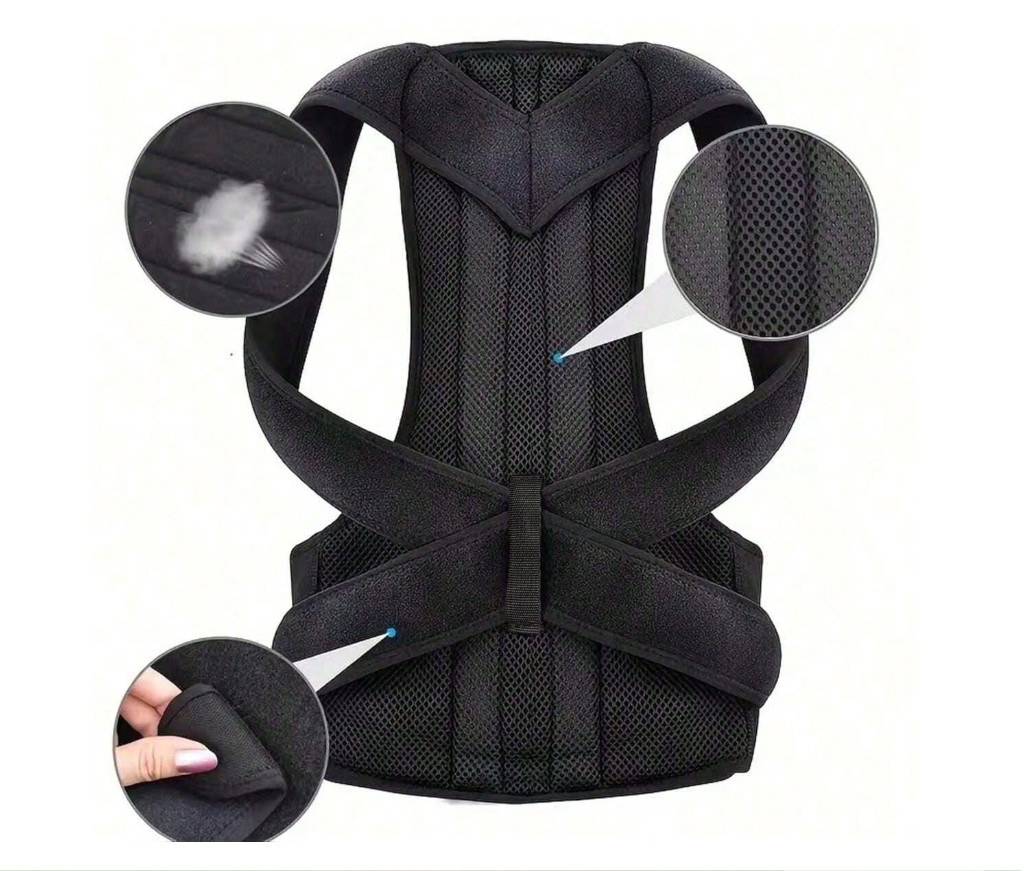 Multi-Function Adjustable Posture Corrector and Slouch Back Support-Black Size S