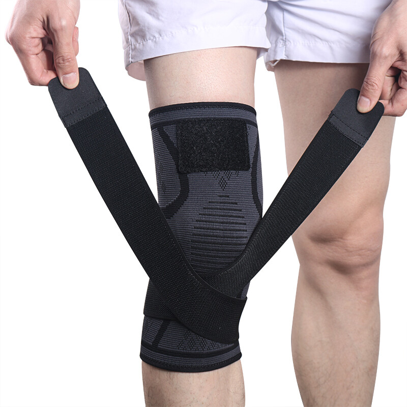 Knee Brace Support Compression Sleeves Gym Weightlifting Crossfit With Strap US