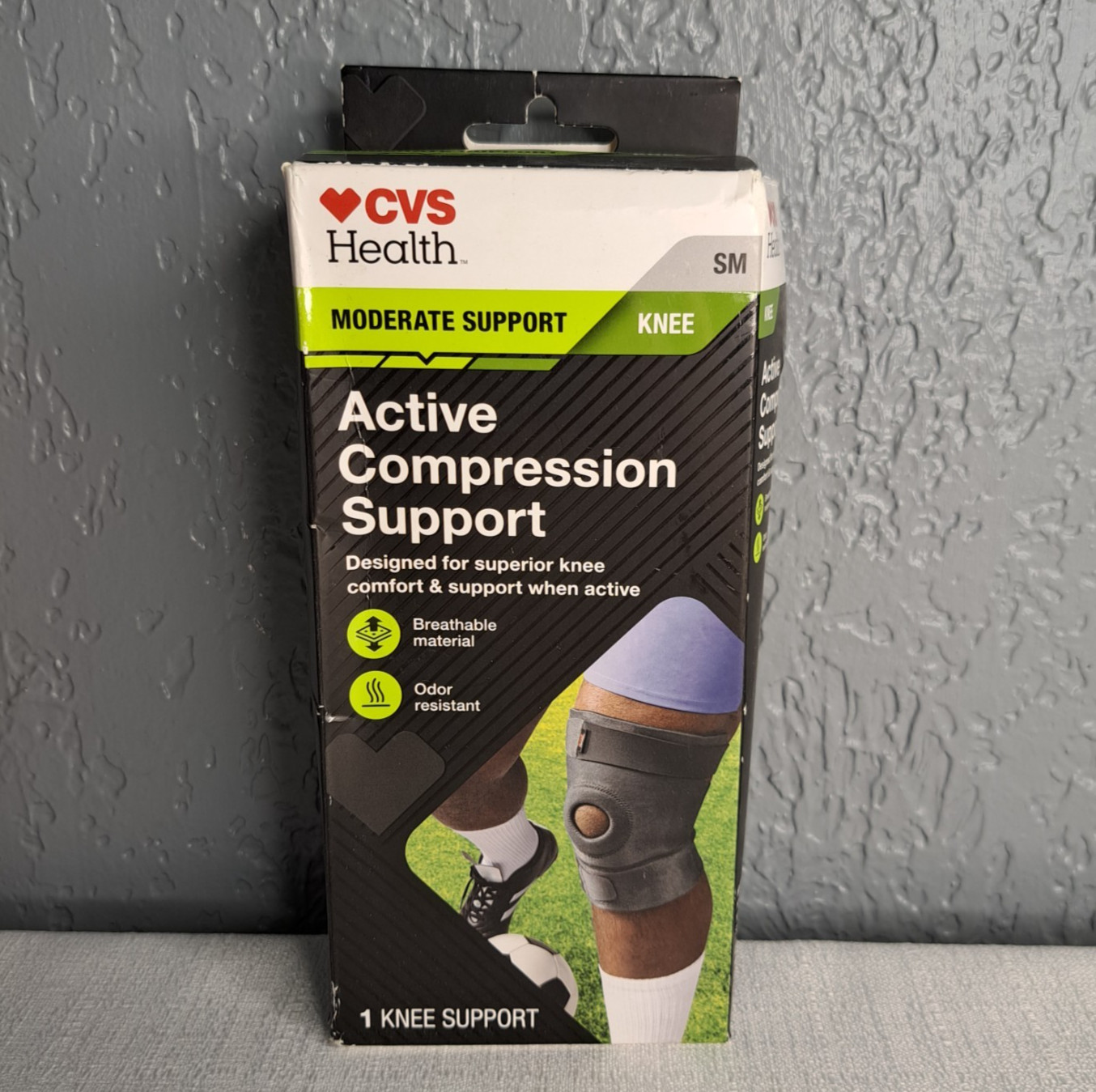 CVS Health Active Compression Knee Support Breathable Material Small Damage Box