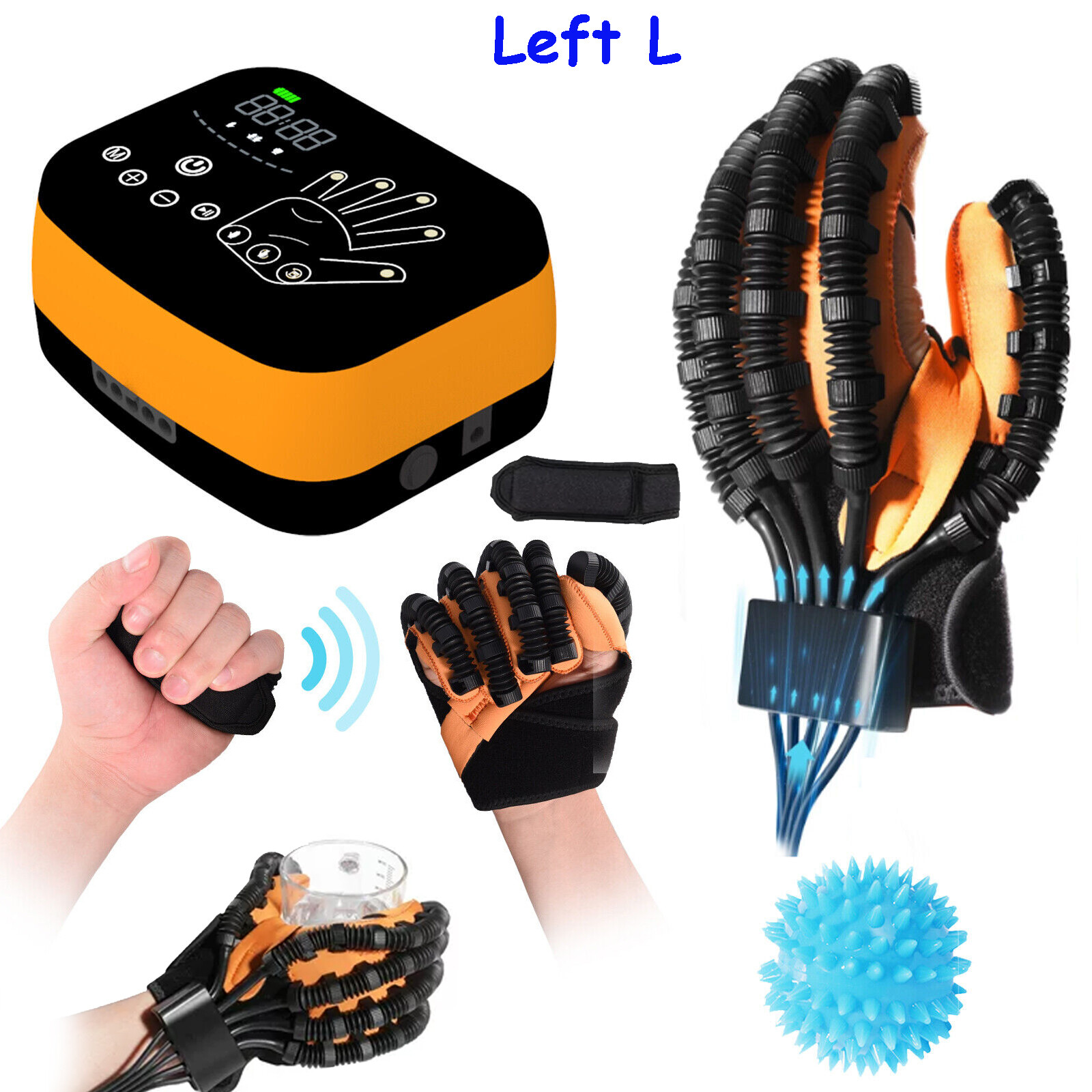 L Rehabilitation Robot Glove Hemiplegia Cerebral Training Finger Recovery, Left