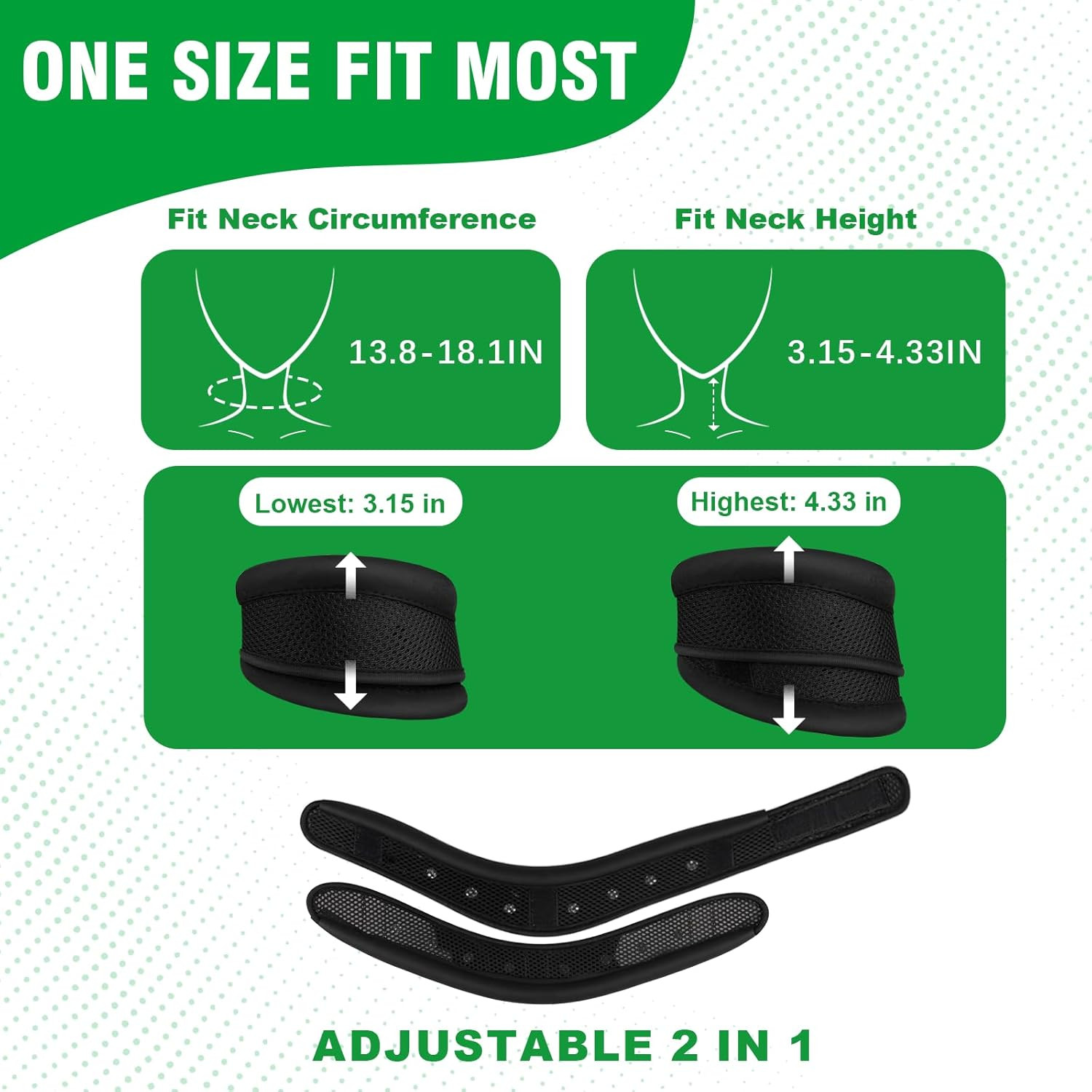 Neck Brace – 2 in 1 Adjustable Cervical Collar with Soft Breathable Support for